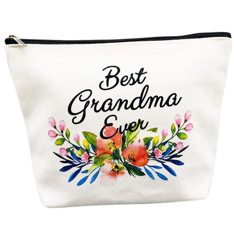 Charmoly Grandma Makeup Bag - Best Grandma Ever - Mother's Day and Birthday Gift for Grandmother, Nana, Mom from Granddaughter - Image 1